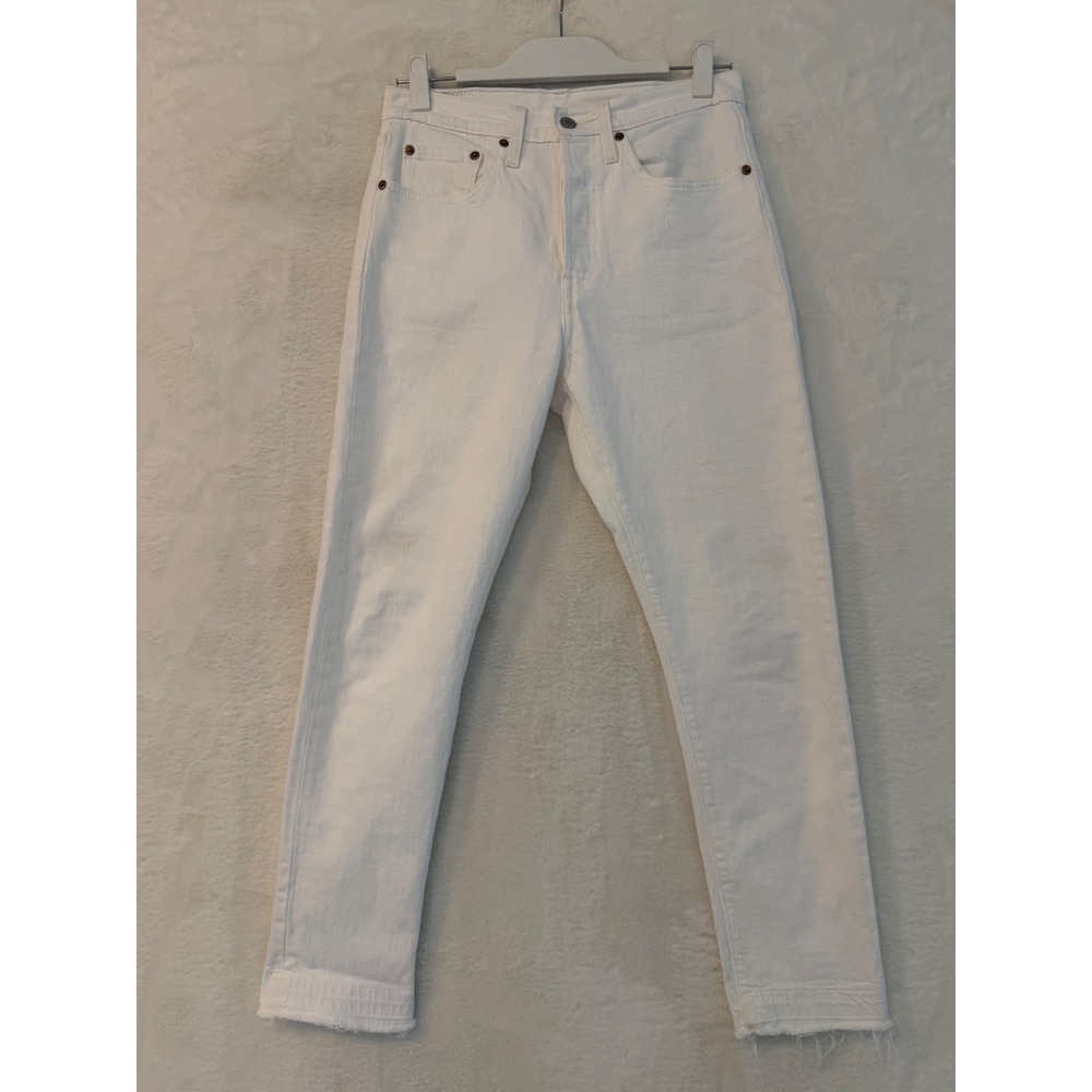 Levis‎ 501 Skinny White High Rise Button Fly Raw Hem Jeans W28 L27